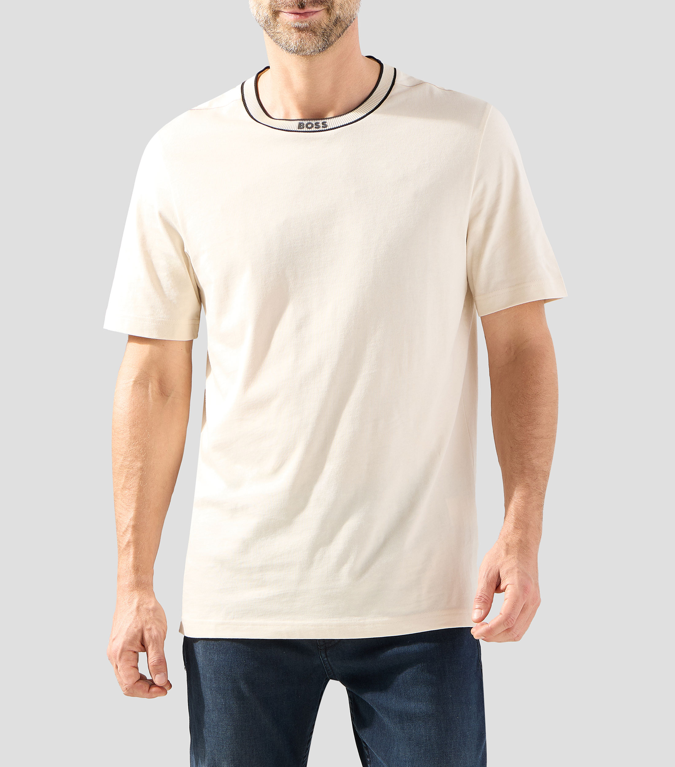 Playera cuello redondo de manga corta lisa Hombre
